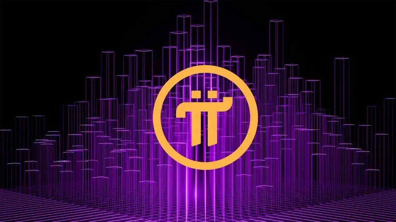Biểu trưng chính thức của dự án tiền điện tử Pi Network với logo màu tím đặc trưng